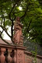 Amorbach Benedictine abbey church sandstone statue Royalty Free Stock Photo