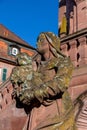 sandstone statue of virgin Mary with child at the Amorbach Abbey church in Bavaria, Germany Royalty Free Stock Photo