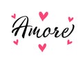 Amore handwritten ink brush vector lettering