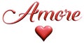 Amore, italian word for love, 3d illustration, embossed red alphabet Royalty Free Stock Photo