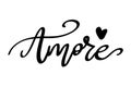 Amore. Lettering phrase isolated on white