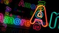 Amore love symbol neon light 3d illustration