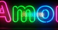 Amore love symbol neon light 3d illustration