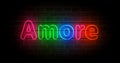 Amore love symbol neon light 3d illustration