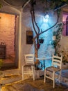 Amorgos ,Greece-August 1,2017.A small cafe shop next to its cent