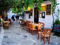 Amorgos ,Greece-August 1,2017.A small traditional tavern next to