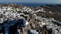 Amorgos island- Aerial view of Chora village. Greece, Cyclade