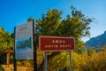 AMOS, TURKEY: Signpost with the name at the entrance Ancient Amos city near Marmaris.