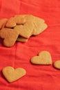 Amount of Valentine\'s day cookies for background isolated on red. Valentine\'s day and love concept. Vertical Royalty Free Stock Photo