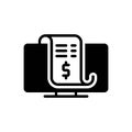 Black solid icon for Amounts, invoice and balance