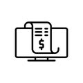 Black line icon for Amounts, invoice and balance