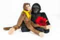 Gorilla Soft toy with red rose for Valentines day Royalty Free Stock Photo