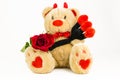 Teddy devil Soft toy with red rose for Valentines day Royalty Free Stock Photo