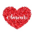 Amour calligraphy hand lettering. Love inscription in French. Valentines day greeting card. Vector template for banner Royalty Free Stock Photo