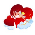 Amour or Cupid with Golden Bow and Arrow in Sky