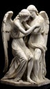 Amour and Psyche white marble statue epic generative AI