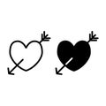 Amour symbol line and glyph icon. Heart pierced with arrow vector illustration isolated on white. Heart with arrow Royalty Free Stock Photo