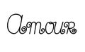Amour word translated as Love from French hand written single line lettering phrase in simple doodle style vector illustration Royalty Free Stock Photo