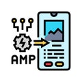 amp accelerated mobile pages seo color icon vector illustration