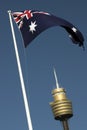 AMP Tower and Flag, Sydney Royalty Free Stock Photo