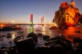 Ampera Bridge And Boat