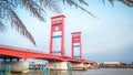 The Ampera Bridge Panoramic at Sunset Royalty Free Stock Photo