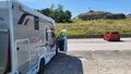 ampers parked on a Camer Van pitch