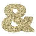 Ampersand & Gold Glitter on White Background