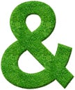 Ampersand symbol with grass texture. Eco Friendly Typography.