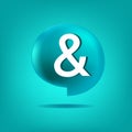 Ampersand icon vector illustration on blue background