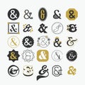 Ampersand sign and symbol design elements set Royalty Free Stock Photo
