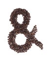 Ampersand symbol made with a coffee beans