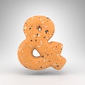 Ampersand symbol on white background. 3D sign with orange terrazzo pattern texture Royalty Free Stock Photo