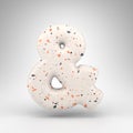 Ampersand symbol on white background. 3D sign with terrazzo pattern texture Royalty Free Stock Photo