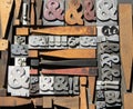 Ampersands & Exclamation marks, letterpress blocks Royalty Free Stock Photo