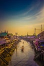 Amphawa district,Samut Songkhram Province,Thailand on April 12,2019:Attractive scene of Amphawa Floating Market.