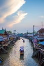 Amphawa district,Samut Songkhram Province,Thailand on April 12,2019:Attractive scene of Amphawa Floating Market.