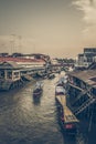 Amphawa district,Samut Songkhram Province,Thailand on April 12,2019:Attractive scene of Amphawa Floating Market.