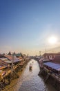 Amphawa district,Samut Songkhram Province,Thailand on April 12,2019:Evening sun at Amphawa Floating Market