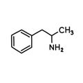 Amphetamine chemical formula doodle icon, vector illustration