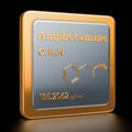 Amphetamine. Icon, chemical formula, molecular structure. 3D rendering Royalty Free Stock Photo