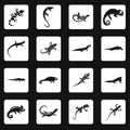 Amphibian icons set, simple style Royalty Free Stock Photo