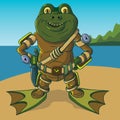 Amphibian warrior. Alien alien intelligence. Vector illustration Royalty Free Stock Photo
