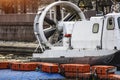 Amphibious boat hovercraft Air Rider hybrid .high passability Aero motor Royalty Free Stock Photo