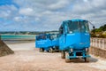 Amphibious vehicles on the beach of St. Helier, Jersey, Channel Islands, UK