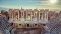 Amphitheater in ancient city of Hierapolis. Unesco Cultural Heritage Monument. Pamukkale, Turkey