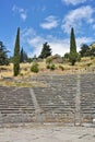 Amphitheater in Ancient Greek archaeological site of Delphi, Greece Royalty Free Stock Photo