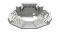 Amphitheater layout with a semi-circular arrangement of tiered seating facing a Royalty Free Stock Photo