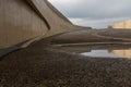 Amphitheater with natural reflections in a puddle near the bridge in Vroenhoven