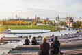 amphitheater park zaryadye people resting in city center